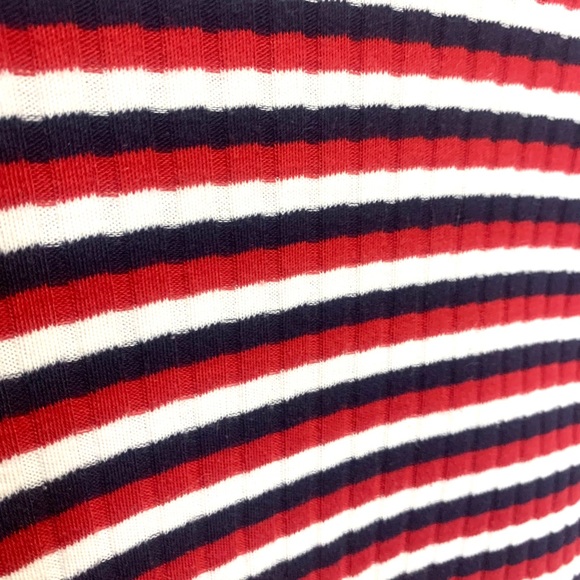 Santa Barbara Red, Navy Blue and Red Striped Mock-neck Tee - Picture 3 of 4